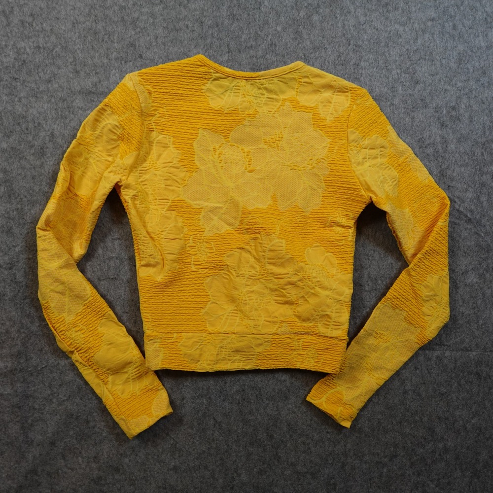 Seea Yellow Textured Long Sleeve Swim Top Rash Gaurd - Picture 4 of 8